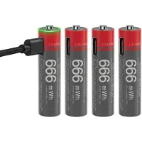 Yes I Do Yesido, 4x AA Batterien Lithium 440mAh 1.5V 666mWh Wiederaufladbar USB-C, Schwarz / Rot