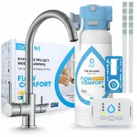 ARI 3-Wege-Küchenarmatur Linko, Edelstahl, Spültischarmatur Im Set Mit Dafi D1 Wasserfiltersystem, Untertischanlage, 360° Schwenkbar