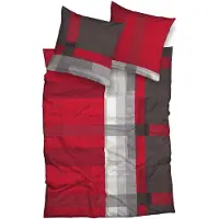 TRAUMSCHLAF Jersey Bettwäsche Salvo rot anthrazit 135x200 cm + 80x80 cm