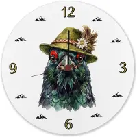 Speecheese Auerhuhn mit alpenländischem Trachtenhut Wanduhr aus Alu
