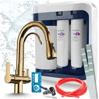 ARI 3-Wege-Küchenarmatur Nordic, Messing, Ausziehbare Spültischarmatur Im Set Mit Aquaphor Ro-202S Pro Wasserfiltersystem