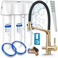 ARI 3-Wege-Küchenarmatur Flexible, Messing, Ausziehbare Spültischarmatur Im Set Mit Aquaphor Wasserfiltersystem, Untertischanlage