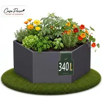 Floordirekt Hochbeet Rosia aus Metall sechseckig verzinkt für Garten Terrasse Balkon – 52 cm Höhe Anthrazit