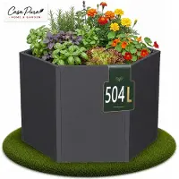 Floordirekt Hochbeet Rosia aus Metall sechseckig verzinkt für Garten Terrasse Balkon – 77 cm Höhe Anthrazit