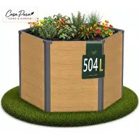 Floordirekt Hochbeet Lilia aus Metall sechseckig in Holzoptik für Garten Terrasse Balkon – 77 cm Höhe Eiche