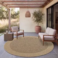 Paco Home In-& Outdoor Teppich Balkon Terrasse Küchenteppich Sisal Optik Bordüre Einfarbig 160 cm rund