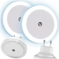 Krumad 2x LED Nachtlicht Steckdose mit Bewegungssensor, Warmweiß, 3 Modi ON Auto OFF, Nachtlampe für Schlafzimmer Flur Babyzimmer