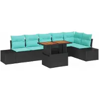 vidaXL Garten-Sofa-Set 7 stk. Schwarz Poly Rattan