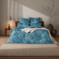 Estella Mako-Satin Bettwäsche Rhea dunkelblau 135x200 cm + 80x80 cm + 40x80 cm
