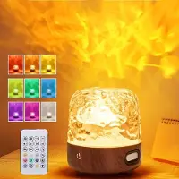 Dopwii Wasserwellen LED Projektor Lampe mit Bluetooth Speaker, 16 Farben Nachtlicht Holzoptik, Akku 2000mAh für Wohnzimmer & Schlafzimmer