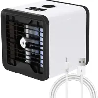 Dopwii Persönlicher Mini Luftkühler 3-in-1 mit 8 Stunden Tanklaufzeit – 3 Stufen, 7 LED, USB – für Schreibtisch, Büro und Camping