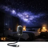 Dopwii Mini Projector, USB Portable Starry Sky Night Light mit flexiblem Schwanenhals und drehbarem Fokusring, Mini Starlight Projection Nachtlicht