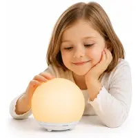 Slyrun RGB Nachtlicht Kinderzimmer, Mini Schlummerlicht mit 7 Farben, Warmweiß und Timerfunktion, für Kinder & Erwachsene