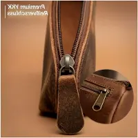 Markenlos Kleine dreieckige Ledertasche für Stifte – 21,6 cm – Handgefertigte Tasche aus Vollnarbenleder – Kompakte braune Federtasche für Künstler und Reisende