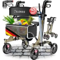 Aktiv shop GmbH ELONEO Premium Leichtgewicht Rollator faltbar, mit Sitz, Leichtgewicht-Rollator, extra leichte Gehilfe, 5,1 kg