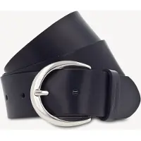 Tamaris Ledergürtel "Charlotte Silver", Damen, Gr. 115, schwarz, Leder, unifarben, Gürtel Ledergürtel, mit halbrunder Dornschließe in poliertem Silber, 4 cm breit