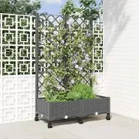 Prolenta Maison Exclusive - Pflanzkübel mit Spalier und Rädern Hellgrau 80 x 40 x 131,5 cm