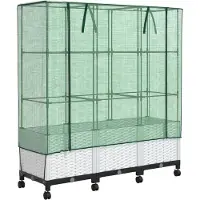Syfax Gartenplanter mit Gewächshausabdeckung und Rädern 3 stk. Weiß