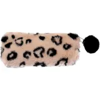 Markenlos Plüsch Federmäppchen im Leopardenmuster als Kosmetiktasche und Aufbewahrungstasche für Mädchen und Damen