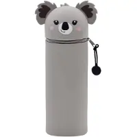 Markenlos 2 in 1 Weiche Federmäppchen - Kawaii Tischstifthalter, Reißverschluss, Silikon, Stiftetasche Buntstifte Marker, Büro, Uni, niedlicher Schulbedarf, Tier-Stifthalter