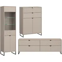 Feldmann-Wohnen Wohnzimmer-Set Caseres Wohnwand Farbe und Setgröße wählbar,Kaschmir
