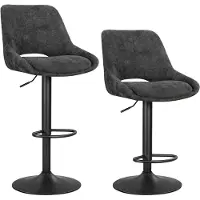 Woltu Barhocker 2er Set, Höhenverstellbarer Barstuhl, 360° Drehbar, Sitzbezug aus Chenille : Grau Farbe: Grau