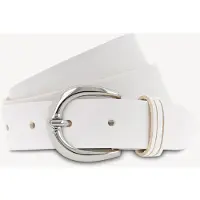 Tamaris Ledergürtel "Clara Silver", Damen, Gr. 120, weiß, Rindsleder, unifarben, Basic, Gürtel Ledergürtel, mit glänzender silberfarbener Schließe, unifarben, 3 cm breit