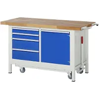 RAU Werkbank mit absenkbarem Fahrgestell Modell 8470 B 1500 x T 700 x H 880mm