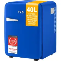 TZS First Austria - Retro Mini Kühlschrank 40L lautlos - Minibar im Vintage-Design mit Innenbeleuchtung & 2 Türfächern - Dunkelblau