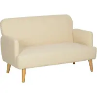 HOMCOM 2-SITZER-SOFA, 130 x 74 x 79 cm, Cremeweiß