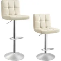 Songmics Barhocker 2er Set sandbeige höhenverstellbar mit Rückenlehne LJB064K03