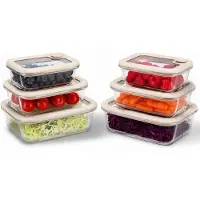 Markenlos Set von 6 Glasfrischhaltedosen, 100% Glas mit Deckel, BPA-frei, ideal für Lunch und Meal Prep