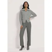 MADELEINE Strickjacke "Strickjacke Blouson-Strickjacke mit 2-Wege-Zipper", Damen, Gr. 40/42, steingrau, melange, Modern, comfort fit, Strickjacken Strickjacke
