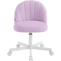 Songmics Schminkstuhl, Bürostuhl, Teddy-Fleece-Oberfläche, höhenverstellbar, kompaktes Design, lila