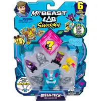 MrBeast Lab Mega-Tech Swarms Figuren-Set, Packung mit 6 Mini-Figuren, zufällige Modelle zum Sammeln & Verbinden