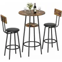 HOMCOM Bartisch-Set Spanplatte 60B x 60T x 91H cm Rustikal Braun