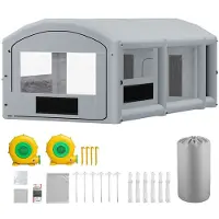 DUOKU Aufblasbare Lackierkabine 9x4,8x3,6 m--mit 750W und 950W Gebläsen, Grau, Tragbares Zelt mit Baumwollfilter ausgestattet