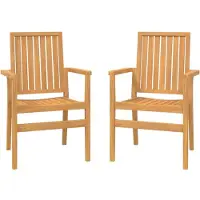 vidaXL Stapelbare Gartenstühle 2 Stk. 56,5x57,5x91 cm Massivholz Teak