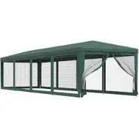 vidaXL Partyzelt mit 10 Mesh-Seitenwänden Grün 3x12 m HDPE