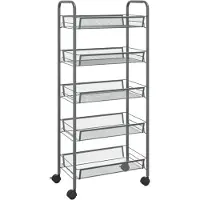 vidaXL Küchenwagen 5 Etagen Grau 46x26x105 cm Eisen