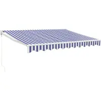 vidaXL Markise Einziehbar Blau und Weiß 3x2,5 m Stoff und Aluminium