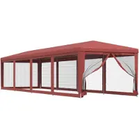vidaXL Partyzelt mit 10 Mesh-Seitenwänden Rot 3x12 m HDPE