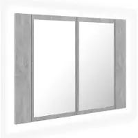 vidaXL LED-Bad-Spiegelschrank Betongrau 60x12x45 cm Acryl