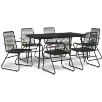 vidaXL 7-tlg. Garten-Essgruppe Schwarz PVC-Rattan