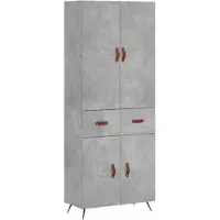 vidaXL Highboard Betongrau 69,5x34x180 cm Holzwerkstoff