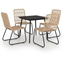 vidaXL 5-tlg. Garten-Essgruppe Poly Rattan und Glas