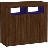 vidaXL Sideboard mit LED-Beleuchtung Braun Eichen-Optik 80x35x75 cm