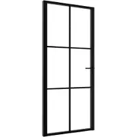 vidaXL Innentür ESG Glas und Aluminium 93x201,5 cm Schwarz