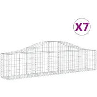 vidaXL Gabionen mit Hochbogen 7 Stk. 200x30x40/60 cm Verzinktes Eisen
