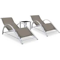 vidaXL Sonnenliegen 2 Stk. mit Tisch Aluminium Taupe